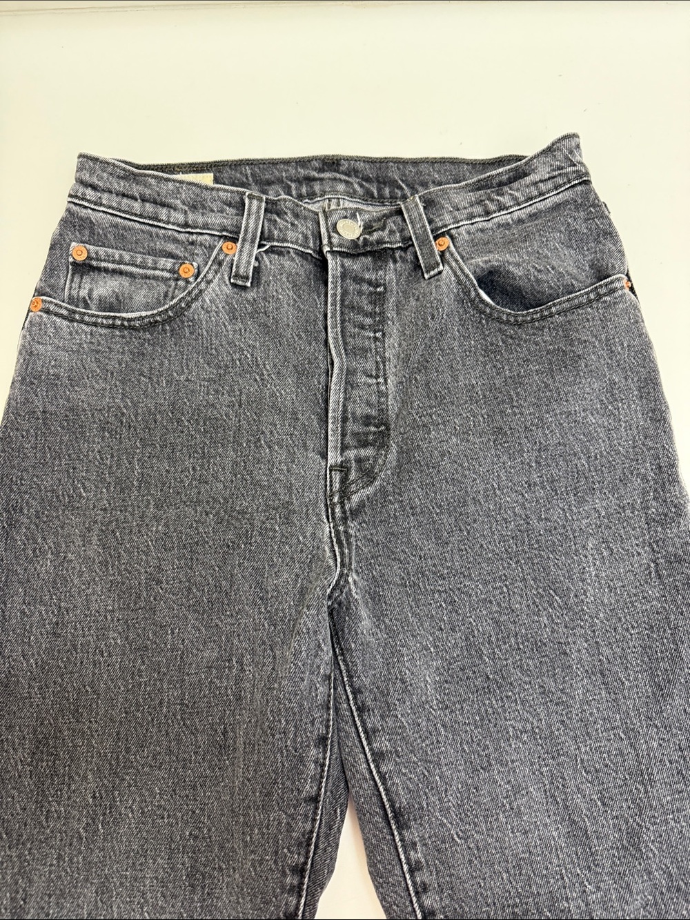 Levi's  501 Charcoal Straight Leg Jeans-Button Front - Picture 3 of 8